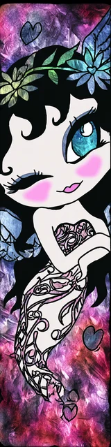 Free angel bookmark featuring a winking angel